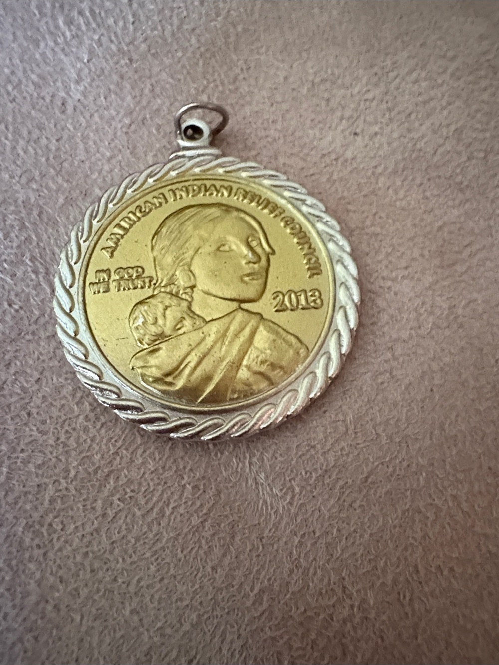 Gold and Silver Indian Head Coin Pendant Necklace